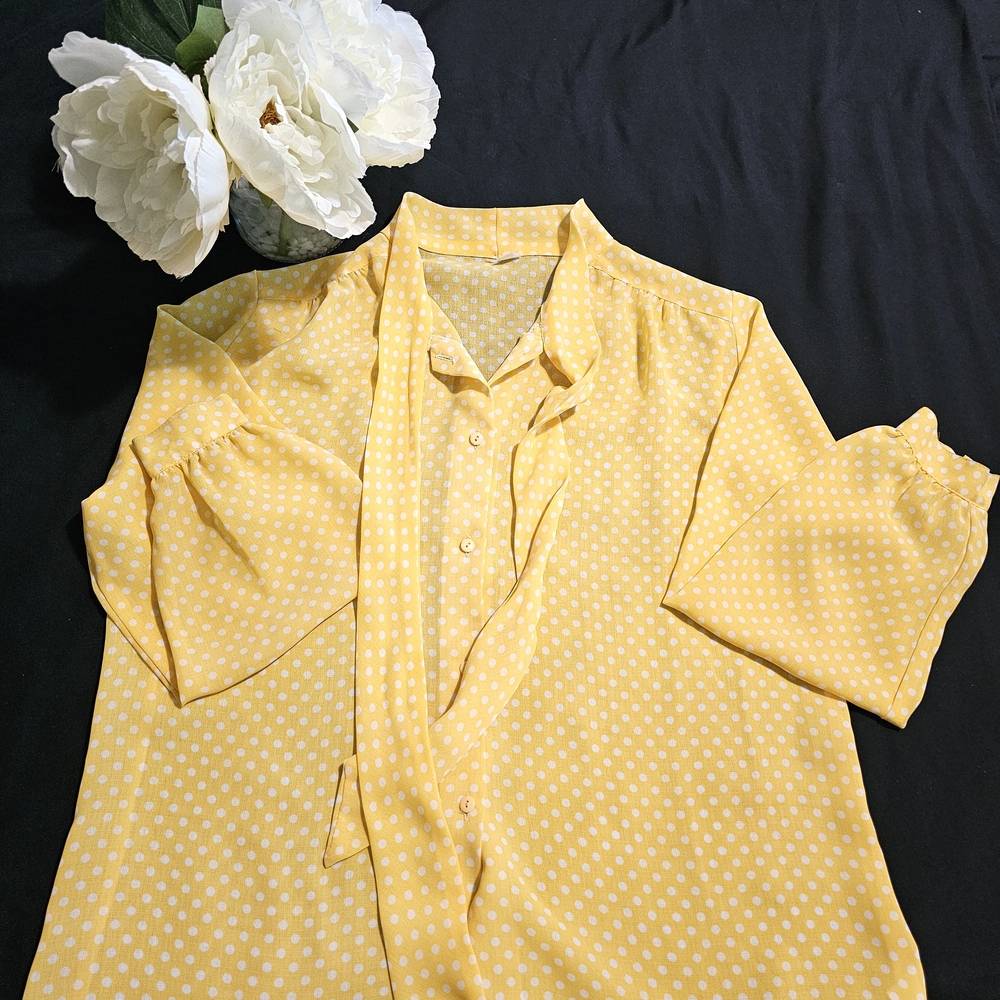 Source Unknown Yellow Polka Dot Blouse
